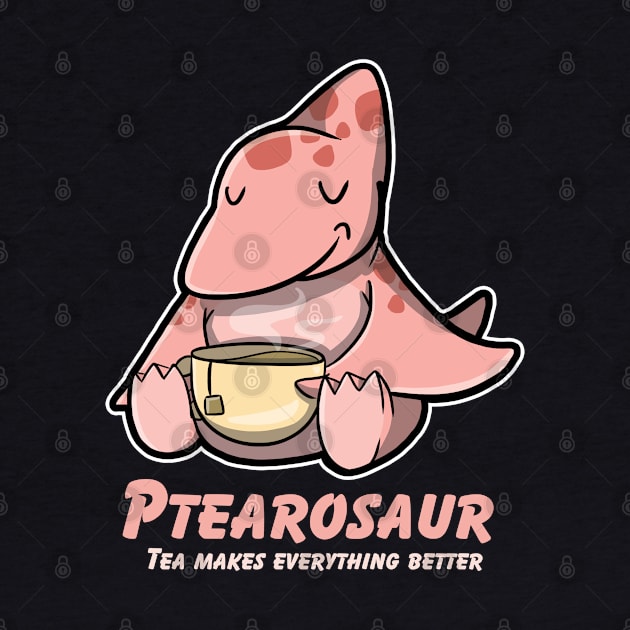 Cute Little Ptearosaur Drinking A Cup Of Tea by DinoMart